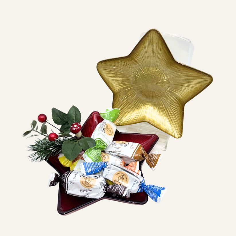 Stella Decorativa in Vetro con Torroncini Morbidi Assortiti