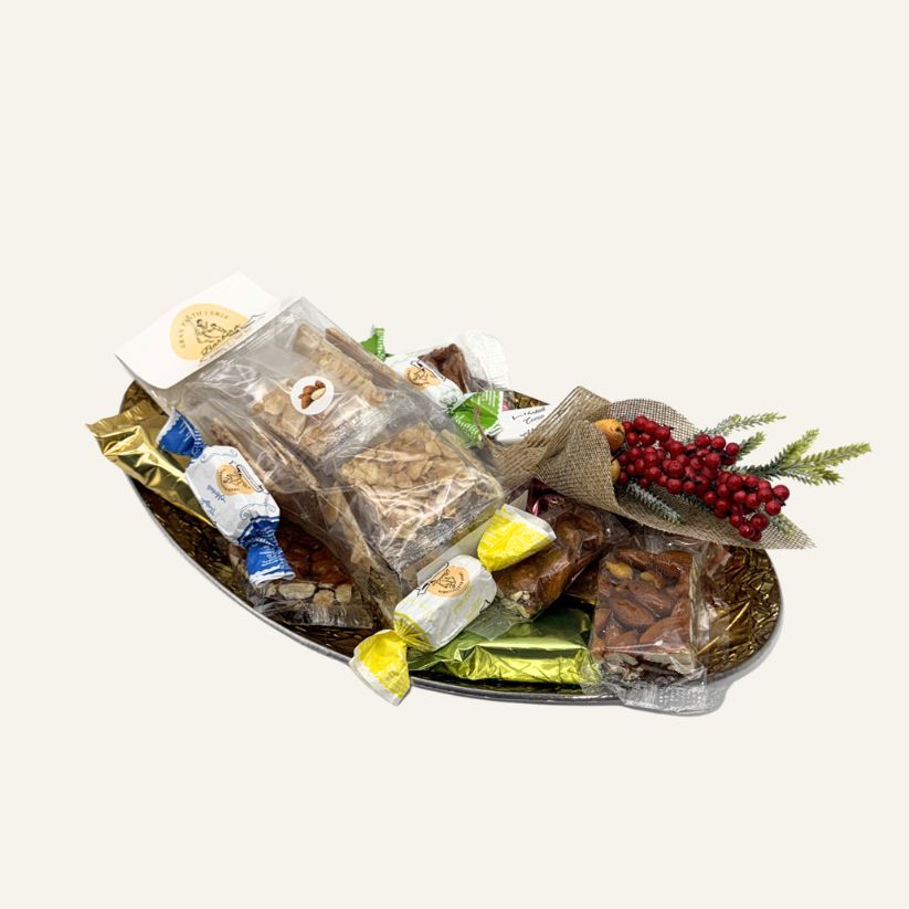 Vassoio Regalo con Croccante alle Mandorle e Torroncini Assortiti