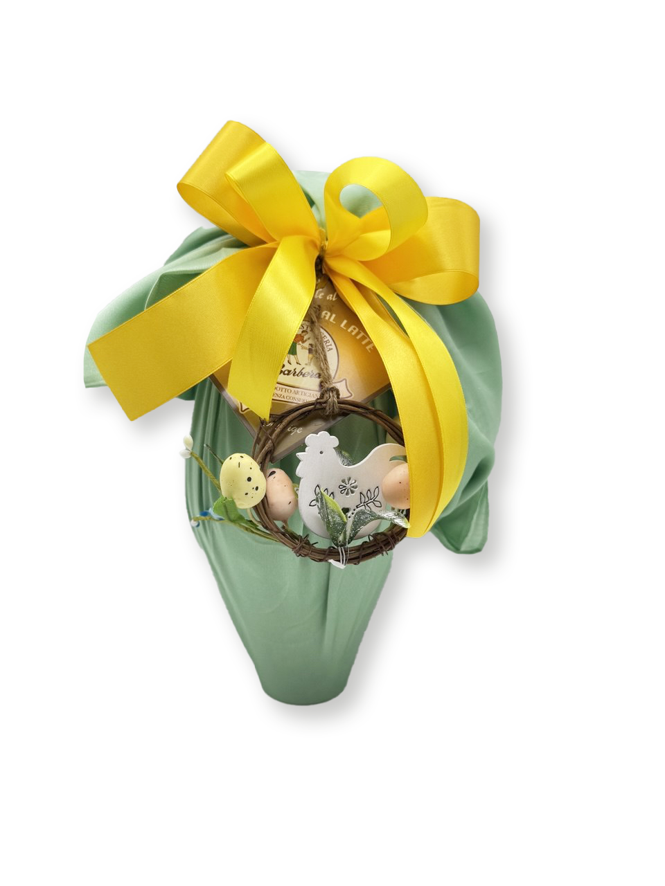 Egg woman scarf green leaves