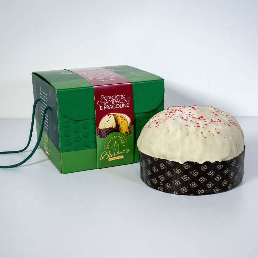 Champagne and strawberry panettone